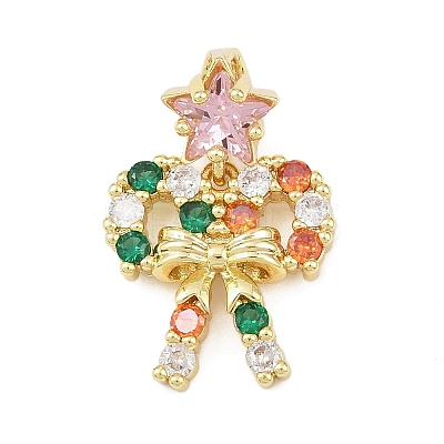 Christmas Brass Micro Pave Cubic Zirconia Pendants LS-KK-H518-03B-G-1