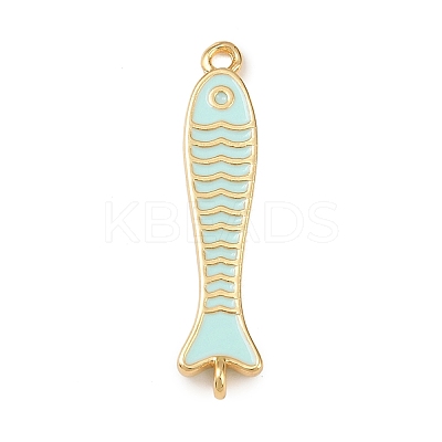 Brass Enamel Fish Connector Charms KK-L255-15G-02-1