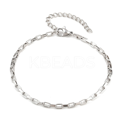 201 Stainless Steel Rectangle Link Chains Chain Bracelets for Women LS-BJEW-G767-01C-P-1