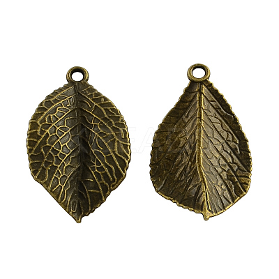 Tibetan Style Alloy Leaf Pendants X-TIBEP-Q035-86AB-NR-1