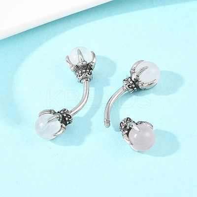 316 Stainless Steel Dragon Claw with Natural Stone Ball Curved Barbell Belly Rings AJEW-C044-06AS-03-1