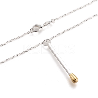 Brass Matchstick Pendant Necklaces NJEW-F279-01S-RS-1
