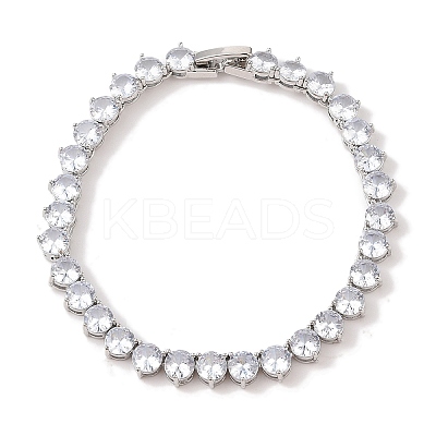 Brass with Cubic Zirconia Link Bracelets BJEW-Q350-01P-1