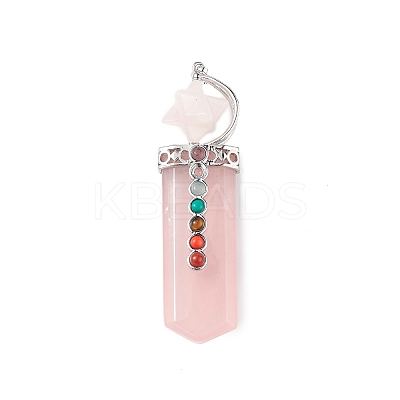Chakra Themed Natural Rose Quartz Big Pendants G-L524-12P-01-1