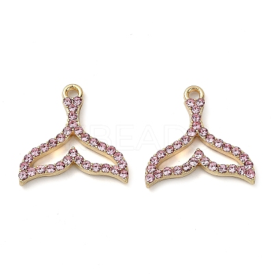 Golden Rack Plating Alloy Rhinestone Pendants PALLOY-F308-23G-01-1