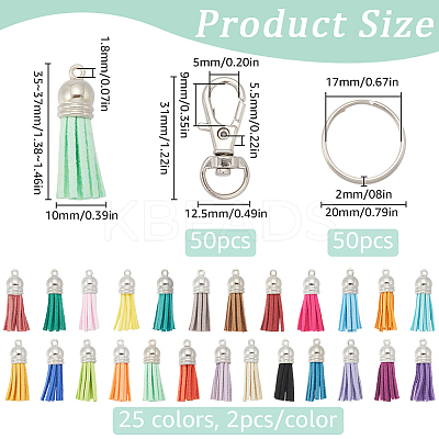 DIY Faux Suede Tassel Pendant Keychain Making Kit DIY-SP0001-42-1