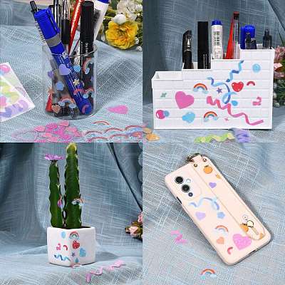 14 Sheets 7 Style Waterproof Laser Plastic Self Adhesive Stickers DIY-SZ0002-72-1