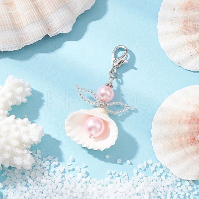 Angel Clam Shell Pendant Decoration HJEW-MZ00246-01-1