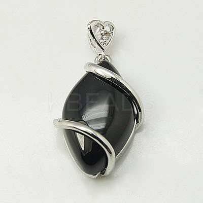 Natural Dyed & Heated Black Agate Pendants G-G073-3-1