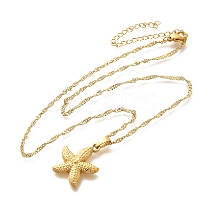 Summer Beach 304 Stainless Steel Pendant Rope Chain Necklaces for Women STAS-Z108-01G-01-1