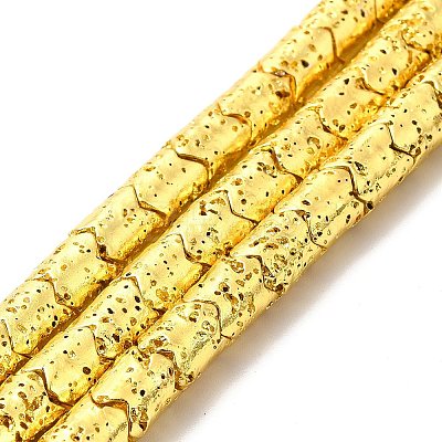 Electroplated Natural Lava Rock Beads Strands G-G984-03G-1