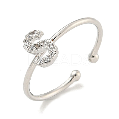 Rack Plating Brass Open Cuff Rings for Women RJEW-F162-02P-S-1