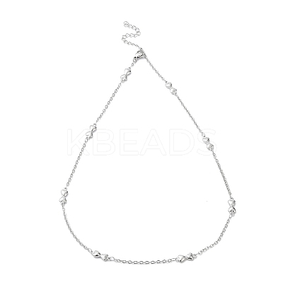 Non-Tarnish 304 Stainless Steel Bowknot Link Chain Necklace NJEW-K249-07P-1
