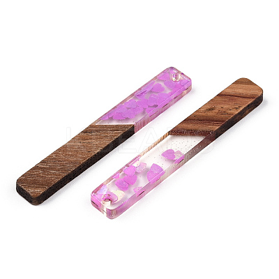 Transparent Resin & Walnut Wood Big Pendants RESI-N039-58C-1