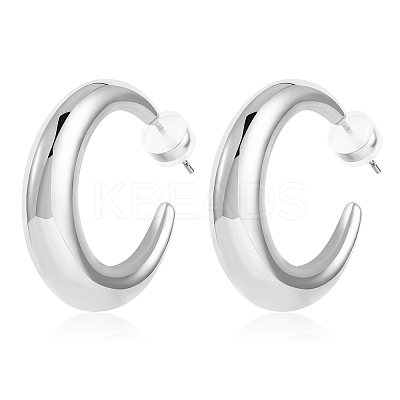 Crescent Moon Chunky Stud Earrings Half Hoop Earrings Open Oval Drop Earrings Teardrop Hoop Dangle Earrings Pull Through Hoop Earrings Statement Jewelry Gift for Women JE1089B-1