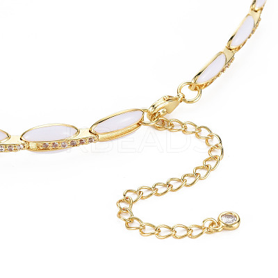 Brass Micro Pave Cubic Zirconia Link Tennis Necklaces for Women NJEW-T013-01G-08-1
