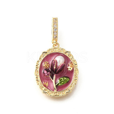 Brass Micro Pave Cubic Zirconia & Enamel Pendants KK-R222-13G-01-1