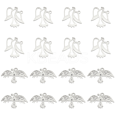16Pcs 2 Styles 304 Stainless Steel Pendants STAS-UN0050-33-1