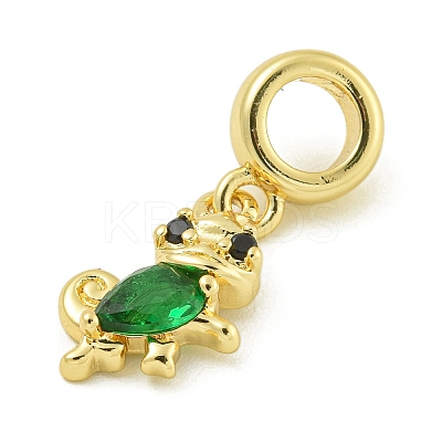 Rack Plating Brass Micro Pave Clear Cubic Zirconia European Dangel Pendants KK-Z067-30G-1