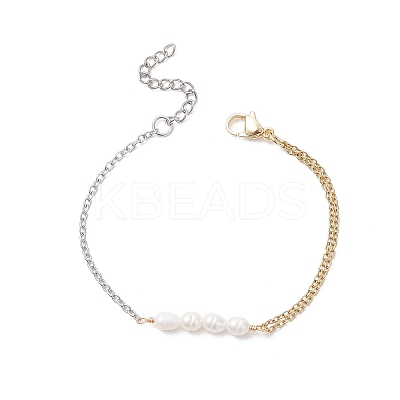 Natural Cultured Freshwater Pearl Beads Link Bracelets BJEW-JB12865-1