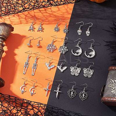 Hallowmas Tibetan Alloy Dangle Earrings EJEW-JE06523-1