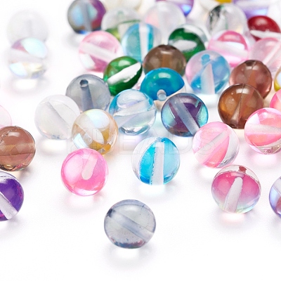 50Pcs 10 Colors Synthetic Moonstone Beads Strands G-YW0001-08-1