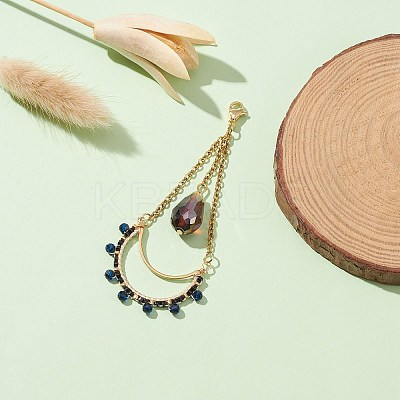 Teardrop Glass Seed & Synthetic Spinel Beads Pendant Decorations HJEW-MZ00024-03-1