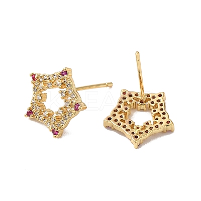 Cubic Zirconia Hollow Star Stud Earrings KK-O142-48G-1