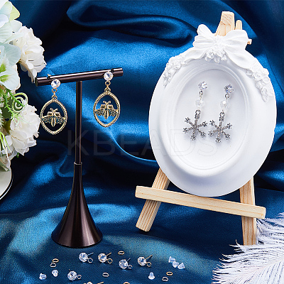 12Pcs 2 Color Brass Pave Clear Cubic Zirconia Cone Stud Earring Findings DIY-CN0002-78-1