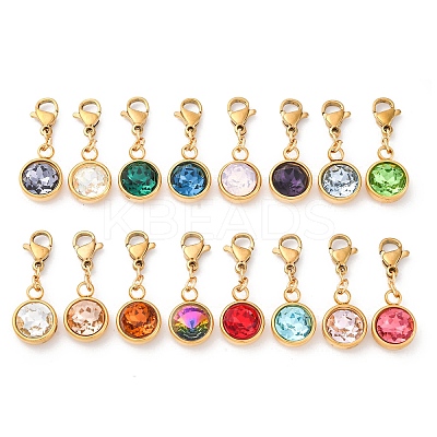 Ion Plating(IP) 304 Stainless Steel Rhinestone Pendants STAS-D301-26G-17-1