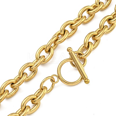 304 Stainless Steel Cable Chain Necklaces for Men Women NJEW-G152-01G-1