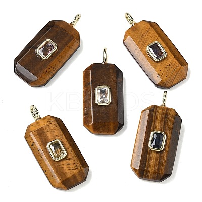 Natural Tiger Eye Faceted Pendants G-F819-02G-01-1