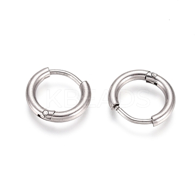 Tarnish Resistant 304 Stainless Steel Huggie Hoop Earrings EJEW-G272-02-8mm-P-1
