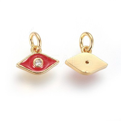 Brass Micro Pave Cubic Zirconia Charms ZIRC-G150-07G-01-1