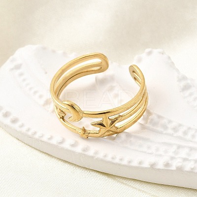 304 Stainless Steel Adjustable Open Cuff Rings for Women RJEW-U062-01C-G-1