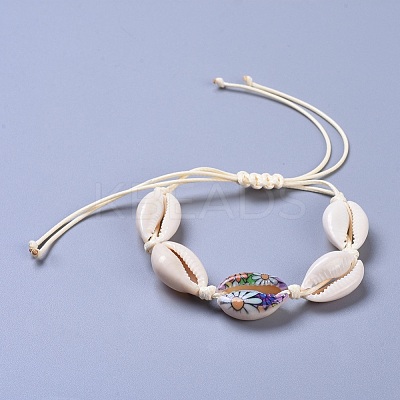 Adjustable Cowrie Shell Beaded Necklace and Bracelets Jewelry Sets SJEW-JS01019-1
