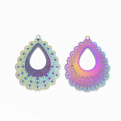 Ion Plating(IP) 304 Stainless Steel Filigree Pendants STAS-S108-68-1