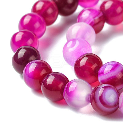 Natural Striped Agate/Banded Agate Bead Strands G-K166-13-6mm-03-1