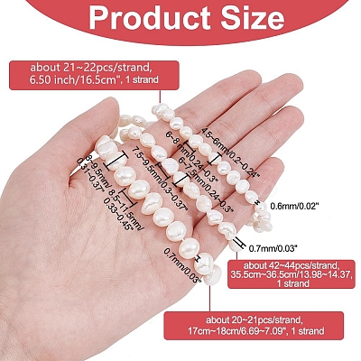 3 Strands 3 Styles Natural Cultured Freshwater Pearl Beads Strands PEAR-NB0001-83-1