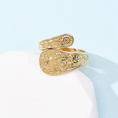 304 Stainless Steel Open Cuff Rings for Women RJEW-K309-05G-1