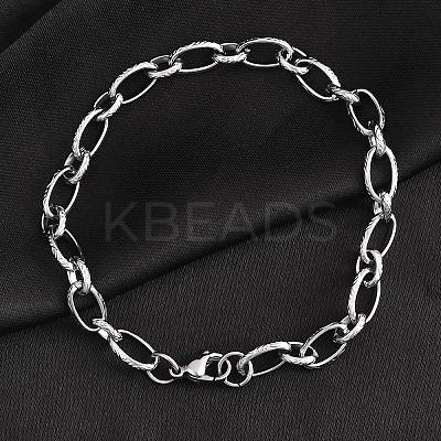 Tarnish Resistant Fashionable 304 Stainless Steel Engraved Vine Mother-son Chain Bracelets STAS-A028-B101P-1