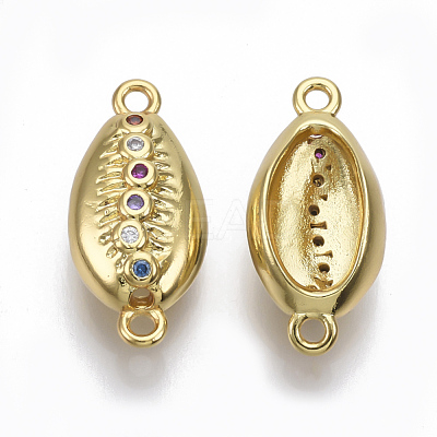 Brass Micro Pave Cubic Zirconia Links Connectors ZIRC-T005-022G-1