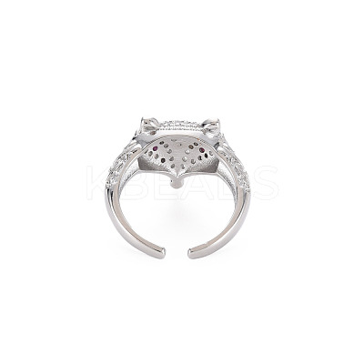 Brass Micro Pave Cubic Zirconia Cuff Rings RJEW-S045-145P-1