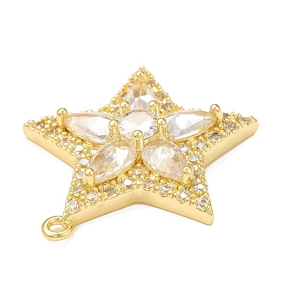 Brass Micro Pave Cubic Zirconia Charms KK-P228-44G-1