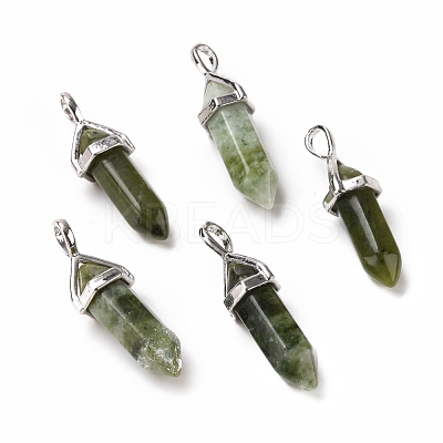 Natural Green Chinese Southern Jade Pointed Pendants G-K329-59P-1