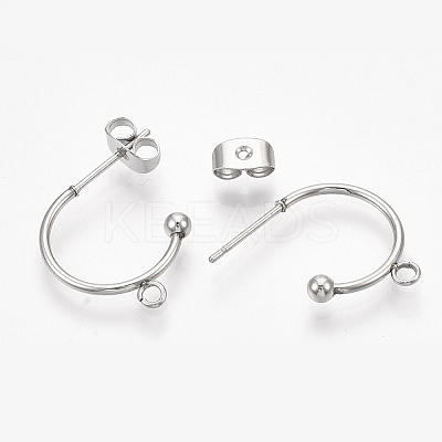 Non-Tarnish 304 Stainless Steel Stud Earring Findings LS-X-STAS-T047-21-1