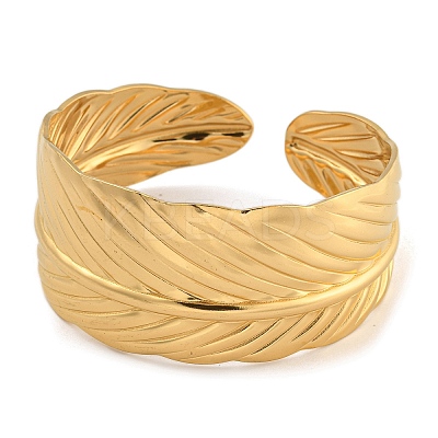 Real 18K Gold Plated 304 Stainless Steel Cuff Bangles LS-BJEW-L695-001G-02-1