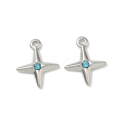304 Stainless Steel Rhinestone Pendants STAS-L308-04A-P-1