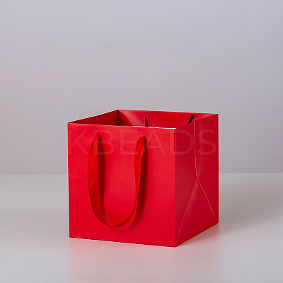 Solid Color Kraft Paper Gift Bags with Ribbon Handles PAAG-PW0001-103C-03-1
