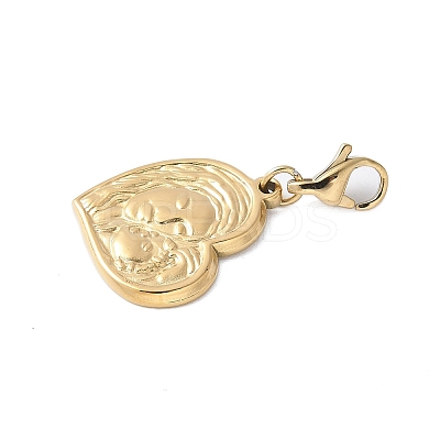 304 Stainless Steel Heart with Mother and Son Pendant Decoration STAS-S165-16G-1